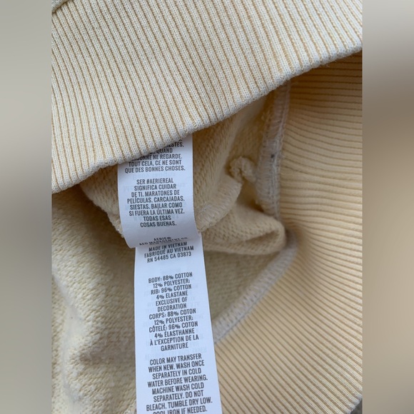 Aerie Size Large Pale Yellow Hey Crochet Sweatshirt Oversized Boxy Boho Pullover - Picture 7 of 15